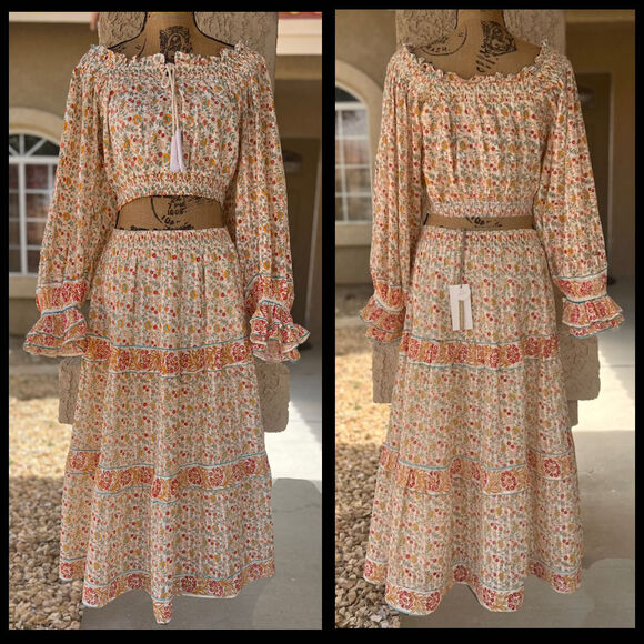 Cleobella Rhea Blouse and Rosa Midi Skirt Carnation Print Set Size: Large - Picture 10 of 12